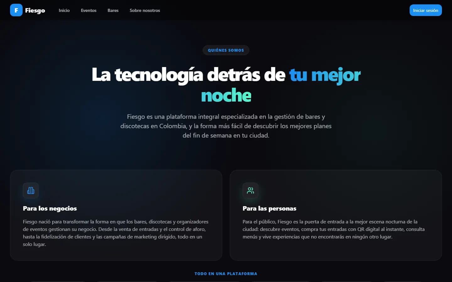 Página Sobre nosotros de Fiesgo