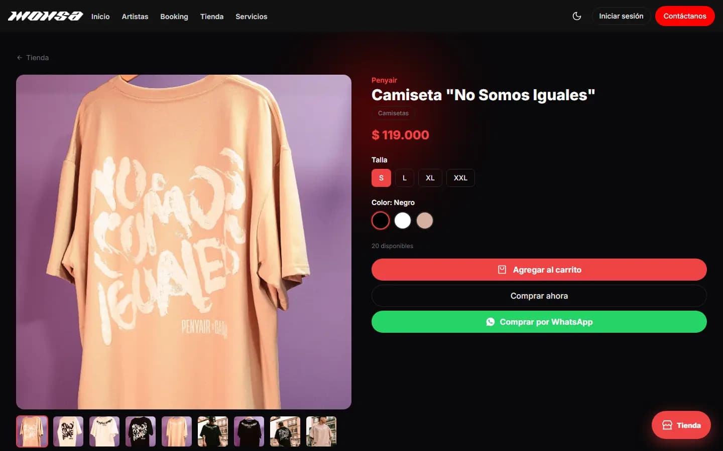 Ficha de producto de la camiseta No Somos Iguales de Penyair